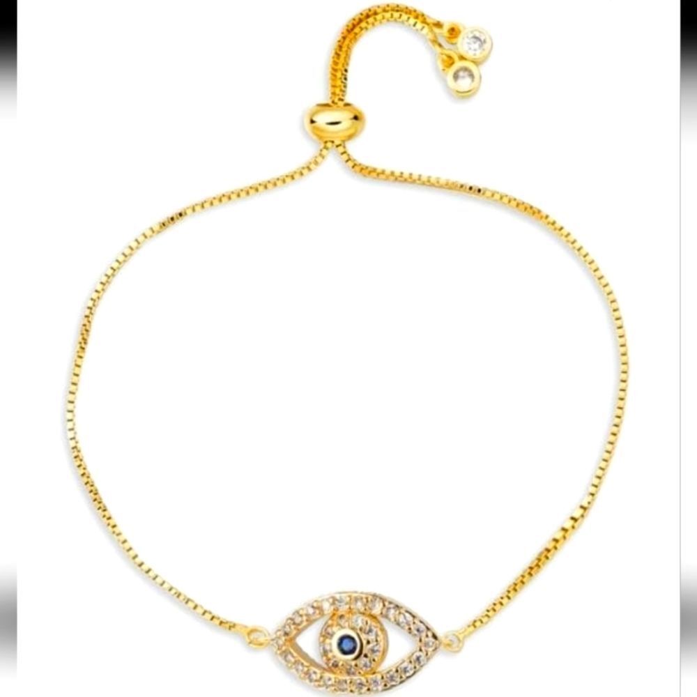 Eye‎ Candy 18K Gold Plated & CZ Evil Eye Bolo Bracelet